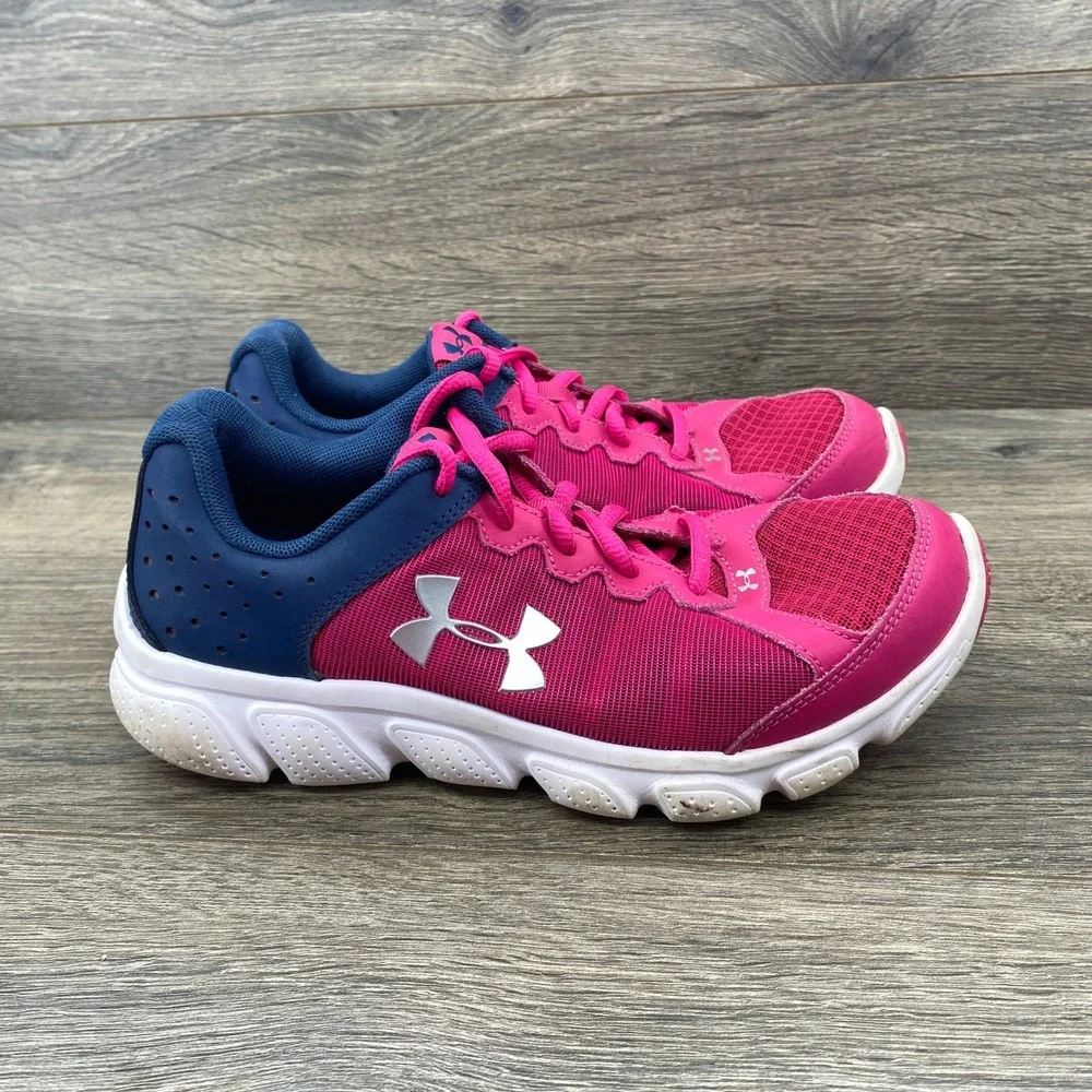 Under Armour Assert 6 Running Shoes Kids Size 4.5Y Pink Navy Blue 1266320-652
